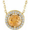 14K Yellow Natural Citrine & .05 CTW Natural Diamond Halo-Style 16