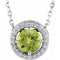 Sterling Silver Natural Peridot & .05 CTW Natural Diamond Halo-Style 16
