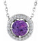 Sterling Silver Natural Amethyst & .05 CTW Natural Diamond Halo-Style 16