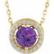 14K Yellow Natural Amethyst & .05 CTW Natural Diamond Halo-Style 16