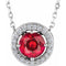14K White Lab-Grown Ruby & .05 CTW Natural Diamond Halo-Style 16