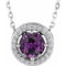 14K White Lab-Grown Alexandrite & .05 CTW Natural Diamond Halo-Style 16