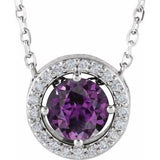 Platinum Lab-Grown Alexandrite & .05 CTW Natural Diamond Halo-Style 16" Necklace