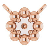 14K Rose 2 mm Round Beaded Youth Necklace Center Mounting