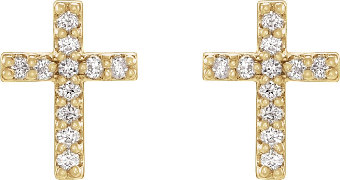 14K Yellow Gold .05 CTW Natural Diamond Cross Earrings
