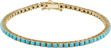 14K Yellow Gold Natural Turquoise Line 7 1/2" Bracelet