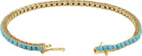 14K Yellow Gold Natural Turquoise Line 7 1/2" Bracelet