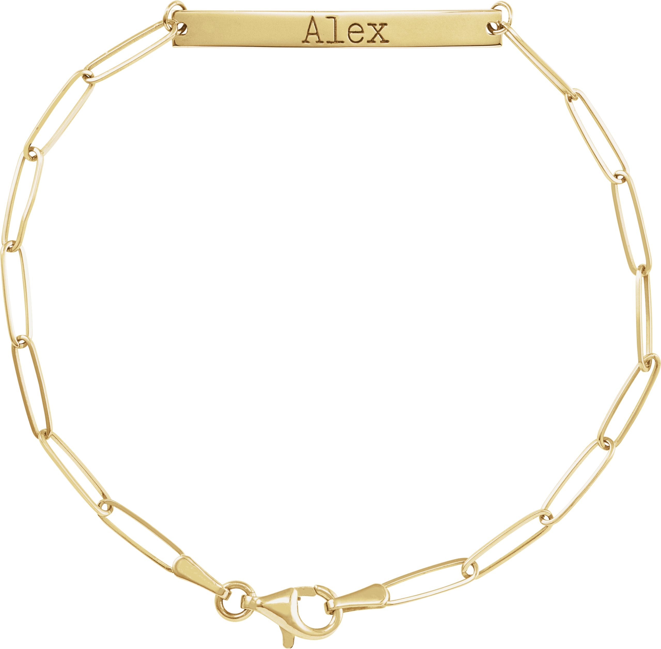 14K Yellow Gold Engravable Bar 7" Bracelet