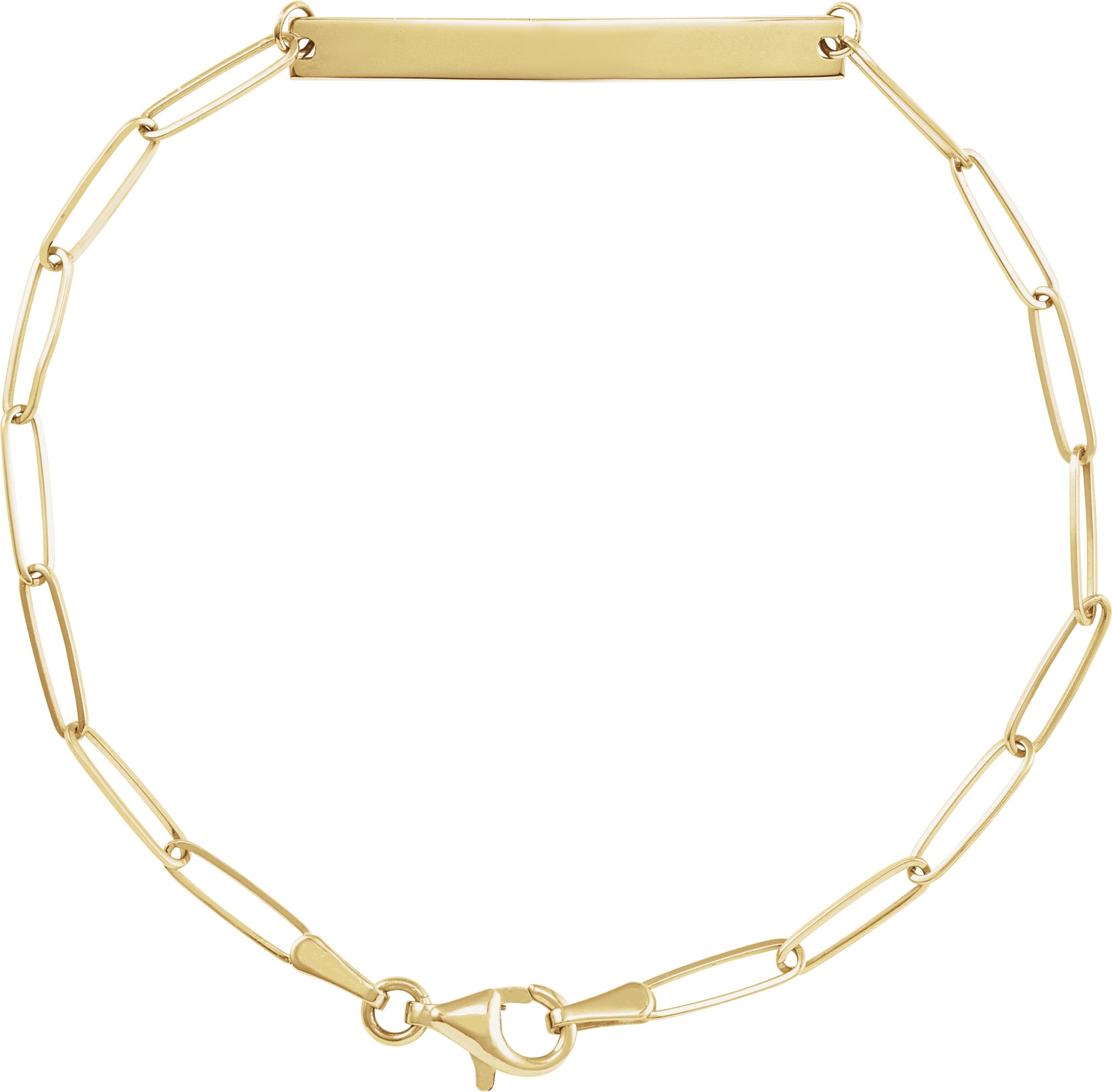 14K Yellow Gold Engravable Bar 7" Bracelet