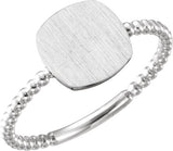 14K White Gold Be Posh® Engravable Beaded Signet Ring