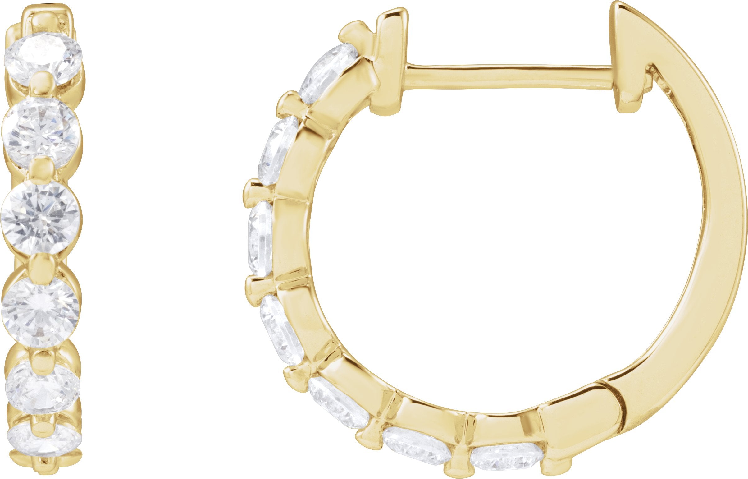 14K Yellow Gold 1 CTW Lab-Grown Diamond Hoop Earrings