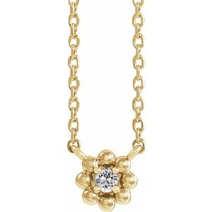 14K Yellow .03 CTW Natural Diamond Beaded Youth 16" Necklace