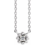 14K White .03 CTW Natural Diamond Beaded Youth 16" Necklace