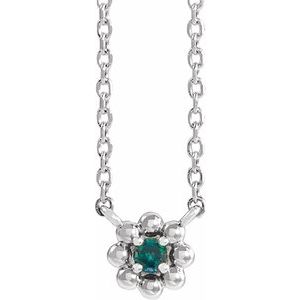 Platinum Natural Alexandrite Beaded Youth 16" Necklace