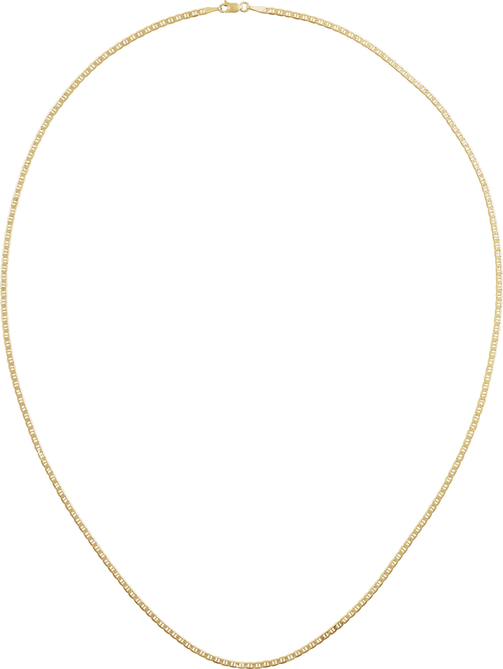 14K Yellow Gold 2.25 mm Curbed Anchor 18" Chain