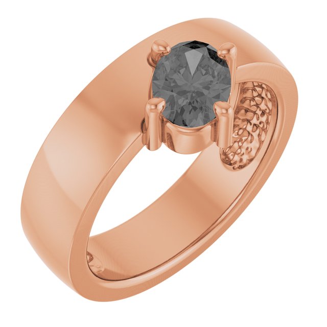 14K Rose Natural Gray Spinel Asymmetric Solitaire Ring