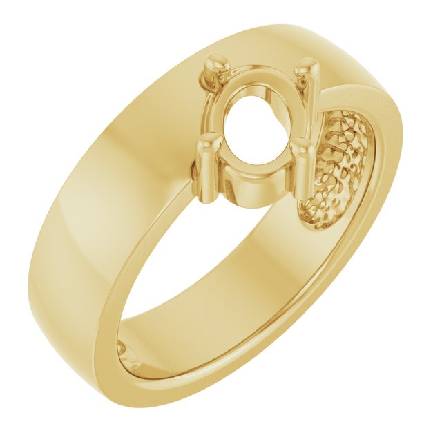 14K Yellow 7x5 mm Oval Asymmetric Solitaire Ring Mounting