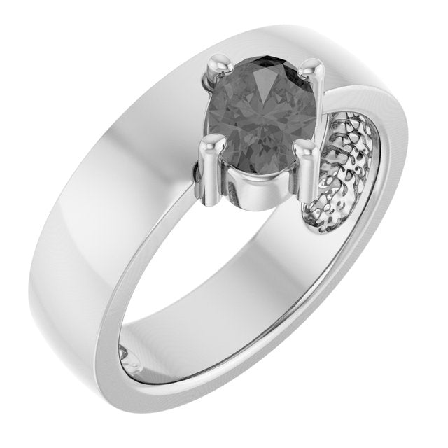 14K White Natural Gray Spinel Asymmetric Solitaire Ring