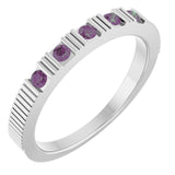 14K White Lab-Grown Alexandrite Stackable Ring