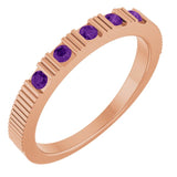 14K Rose Natural Amethyst Stackable Ring