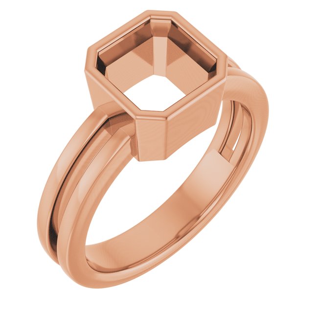 18K Rose 7 mm Asscher Ring Mounting