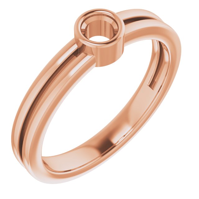 14K Rose 3.4 mm Round Ring Mounting