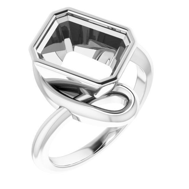 Platinum 10x8 mm Emerald Ring Mounting