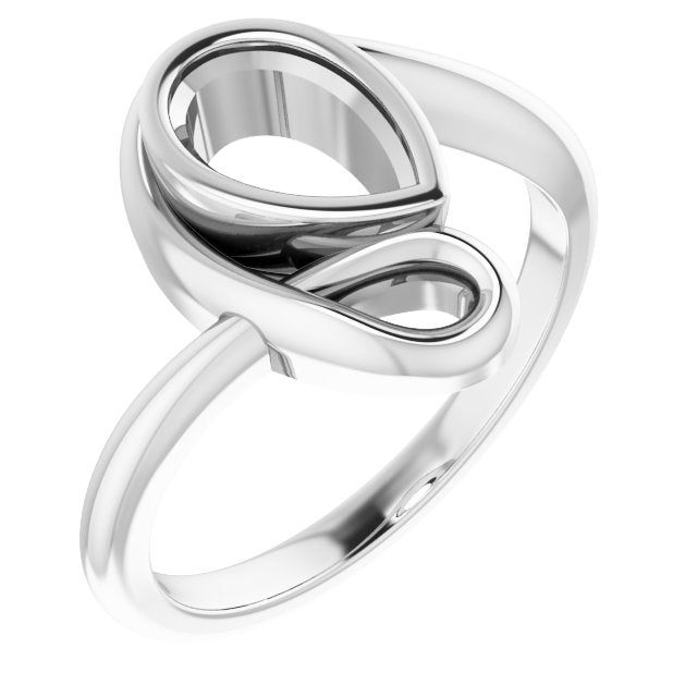 14K X1 White 8x5 mm Pear Ring Mounting