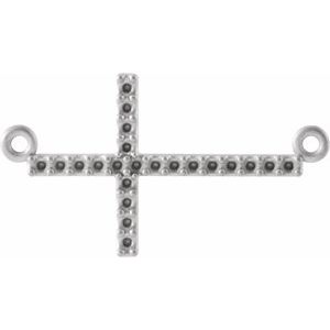Platinum Accented Sideways Cross Necklace Center