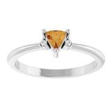 14K White Gold Natural Citrine & .015 CTW Natural Diamond Ring