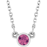 Platinum Natural Pink Tourmaline Solitaire 16" Necklace
