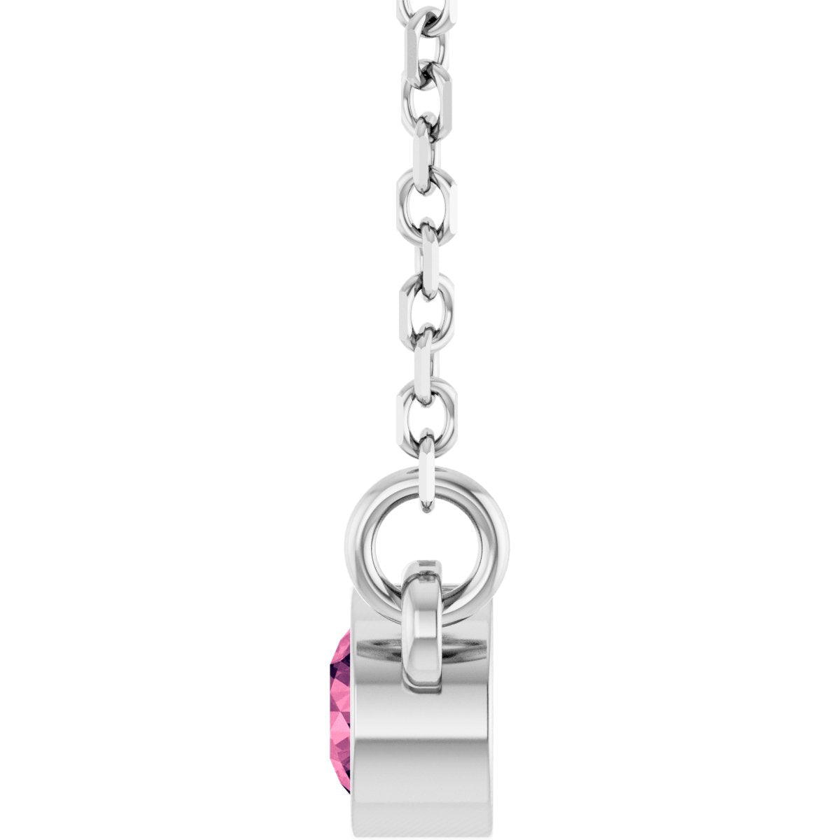 Platinum Natural Pink Tourmaline Solitaire 16" Necklace