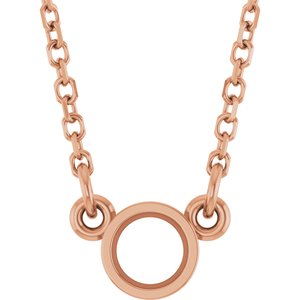 14K Rose 3.4 mm Round Bezel-Set Solitaire 18" Necklace Mounting