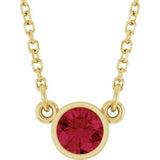 14K Yellow Lab-Grown Ruby Solitaire 16" Necklace