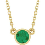 14K Yellow Lab-Grown Emerald Solitaire 16" Necklace