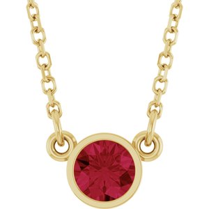 14K Yellow Natural Ruby Solitaire 16" Necklace