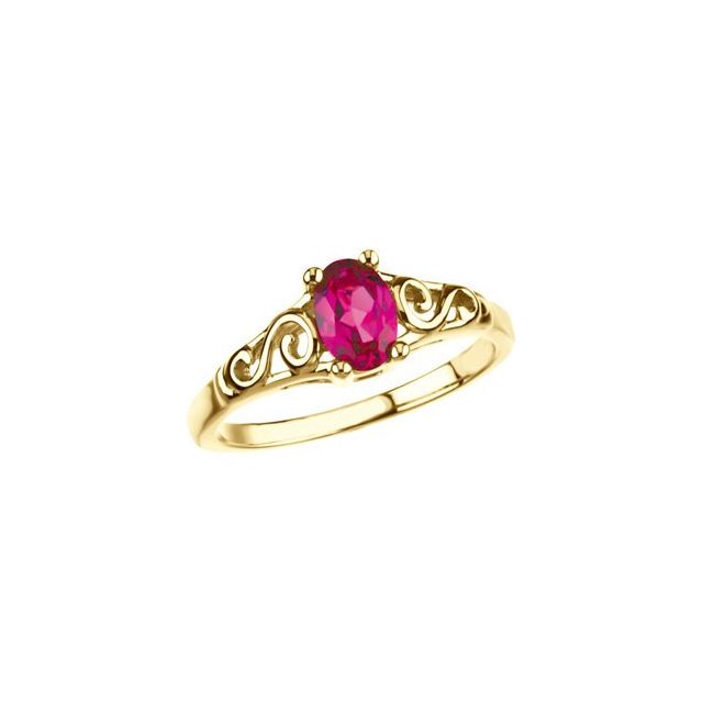 14K Yellow July Youth Imitation Birthstone Ring