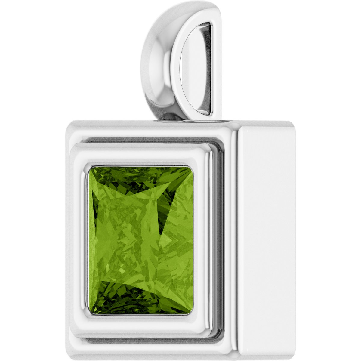 14K White Gold Natural Peridot Charm/Pendant