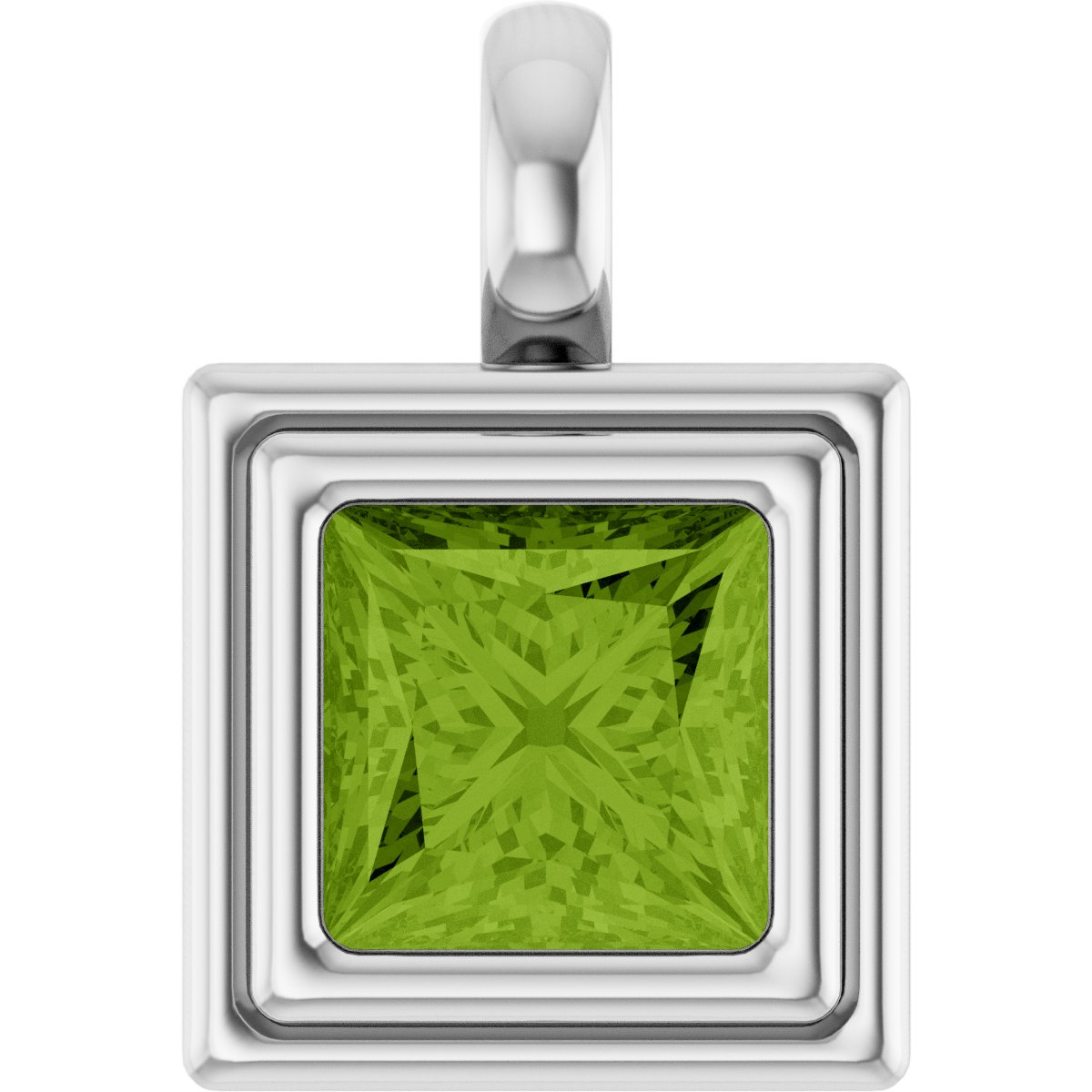 14K White Gold Natural Peridot Charm/Pendant
