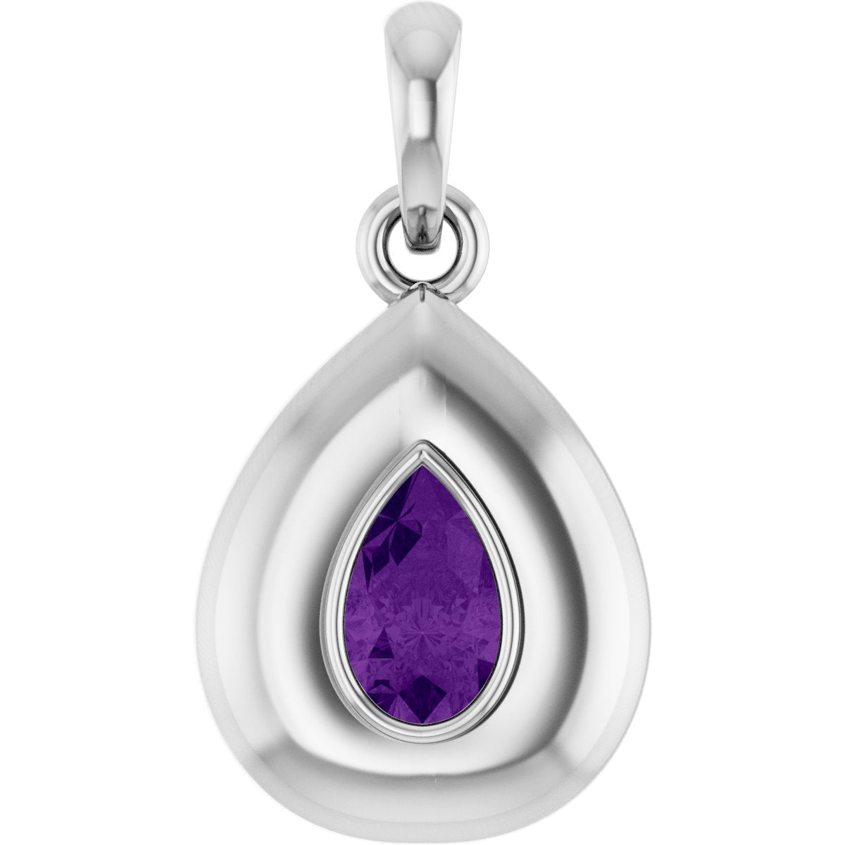 Platinum Natural Amethyst Solitaire Charm/Pendant