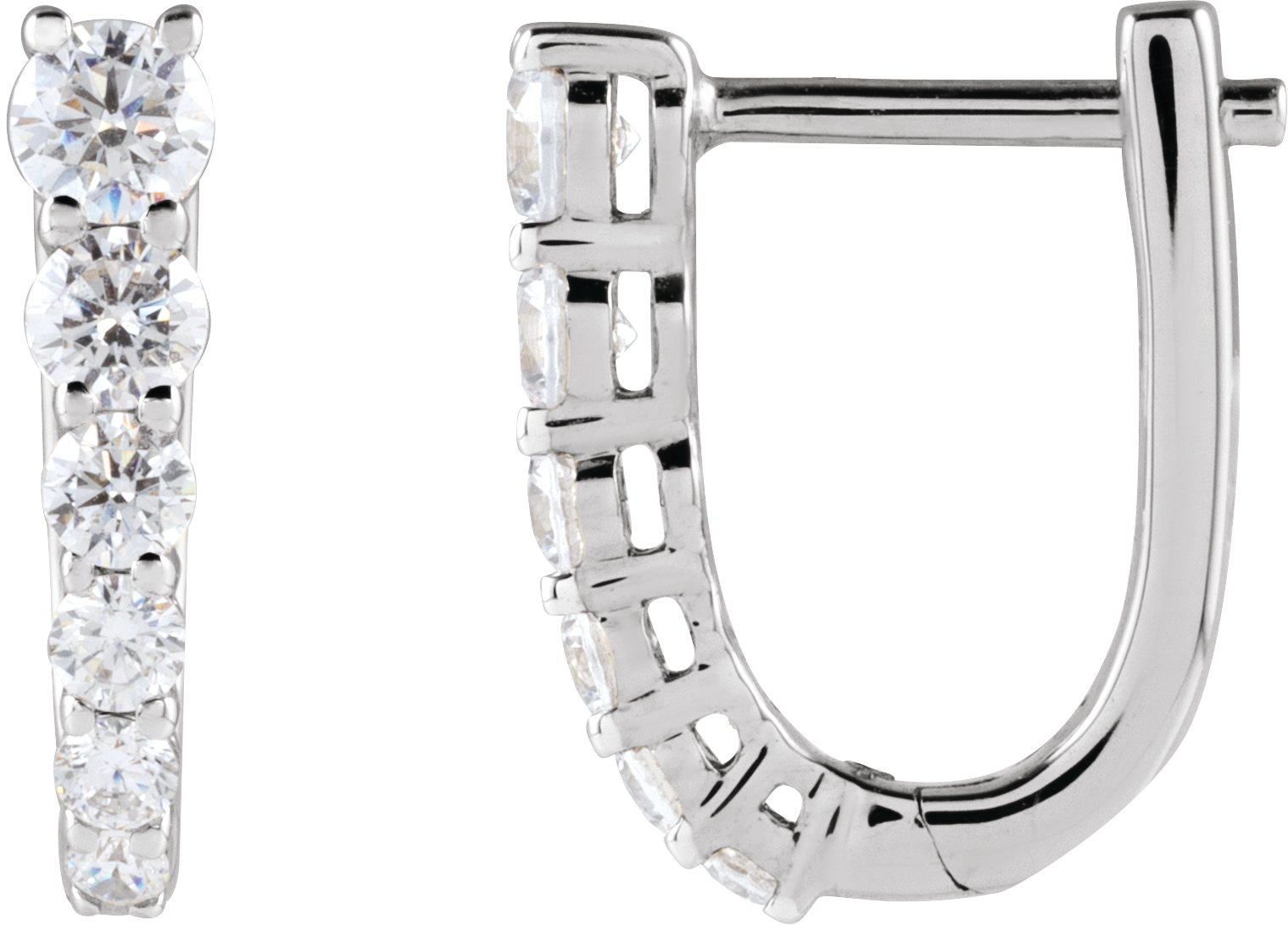 14K White Gold 1/2 CTW Lab-Grown Diamond 12.95 mm Hoop Earrings