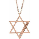 14K Rose Personalized Imitation Diamond Star of David 18" Necklace