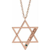 14K Rose Gold-Plated Sterling Silver Personalized Imitation Alexandrite Star of David 18" Necklace
