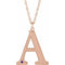 14K Rose Engravable Imitation Amethyst Initial A 18