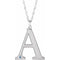 10K White Engravable Imitation Aquamarine Initial A 18