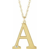 10K Yellow Engravable Imitation Diamond Initial A 18" Necklace