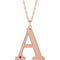 14K Rose Engravable Imitation Ruby Initial A 18
