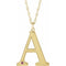 10K Yellow Engravable Imitation Pink Tourmaline Initial A 18