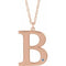 14K Rose Gold-Plated Sterling Silver Engravable Imitation Aquamarine Initial B 18