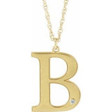 14K Yellow Gold-Plated Sterling Silver Engravable Imitation Diamond Initial B 18" Necklace